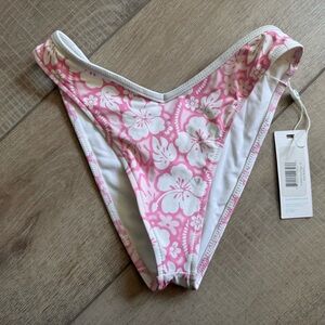 Frankie's Bikinis Enzo Bikini Bottom Pink & White Hawaiian Floral Sand Sugar XS